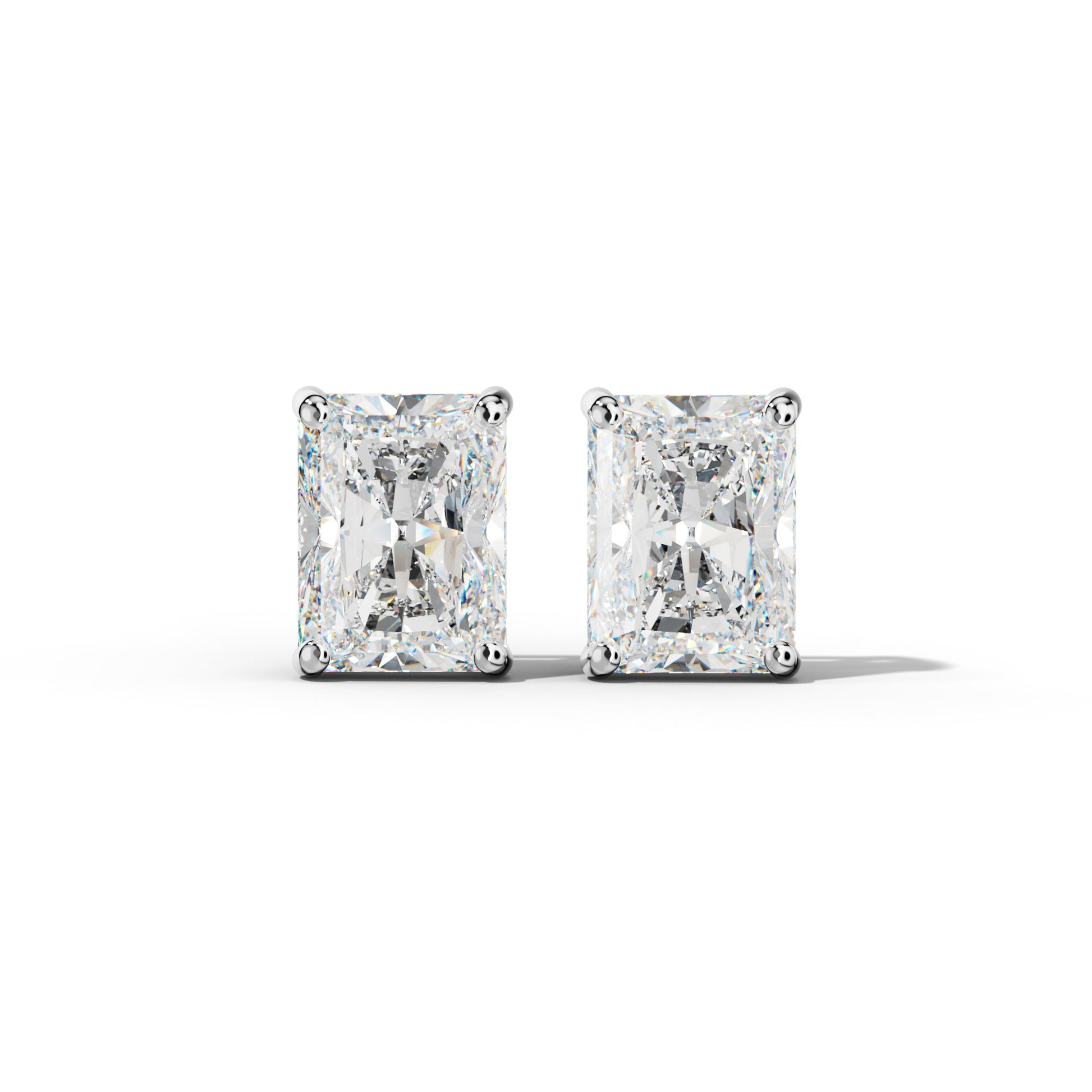 Radiant Diamond Stud Earrings With Classic Four Prongs - 1/2 - 14K Rose Gold