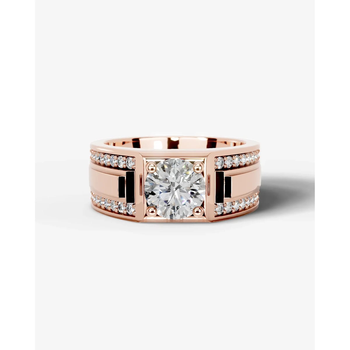 Raquel  Round Lab Grown Round Diamond Wedding Ring - Rose Gold