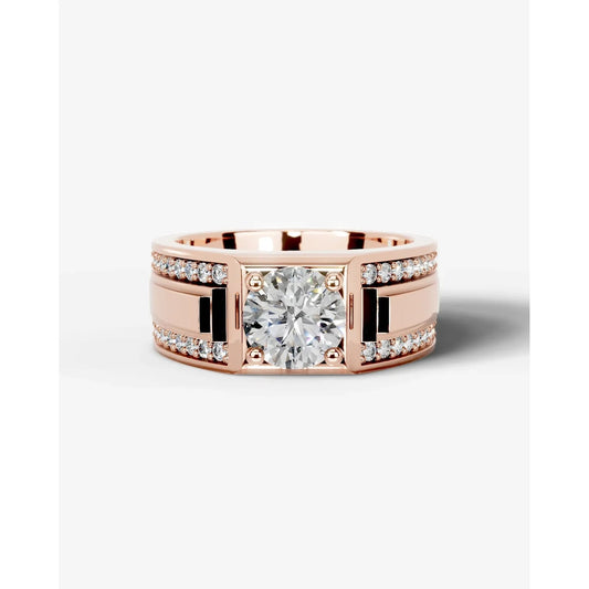 Raquel  Round Lab Grown Round Diamond Wedding Ring - Rose Gold