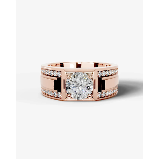 Raquel  Round Lab Grown Round Diamond Wedding Ring - Rose Gold - 18K - 4ct