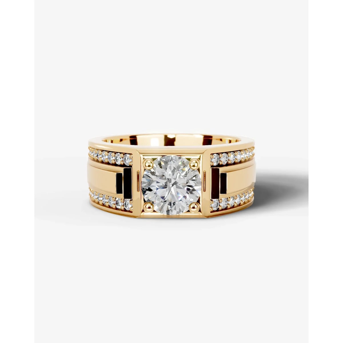 Raquel  Round Lab Grown Round Diamond Wedding Ring - Yellow Gold