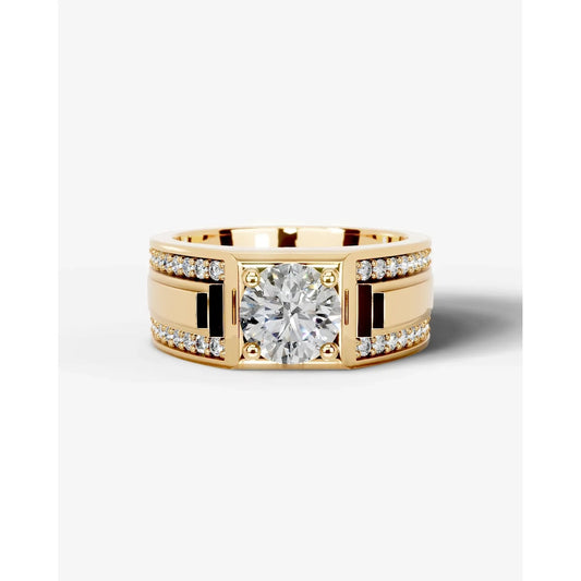 Raquel  Round Lab Grown Round Diamond Wedding Ring - Yellow Gold