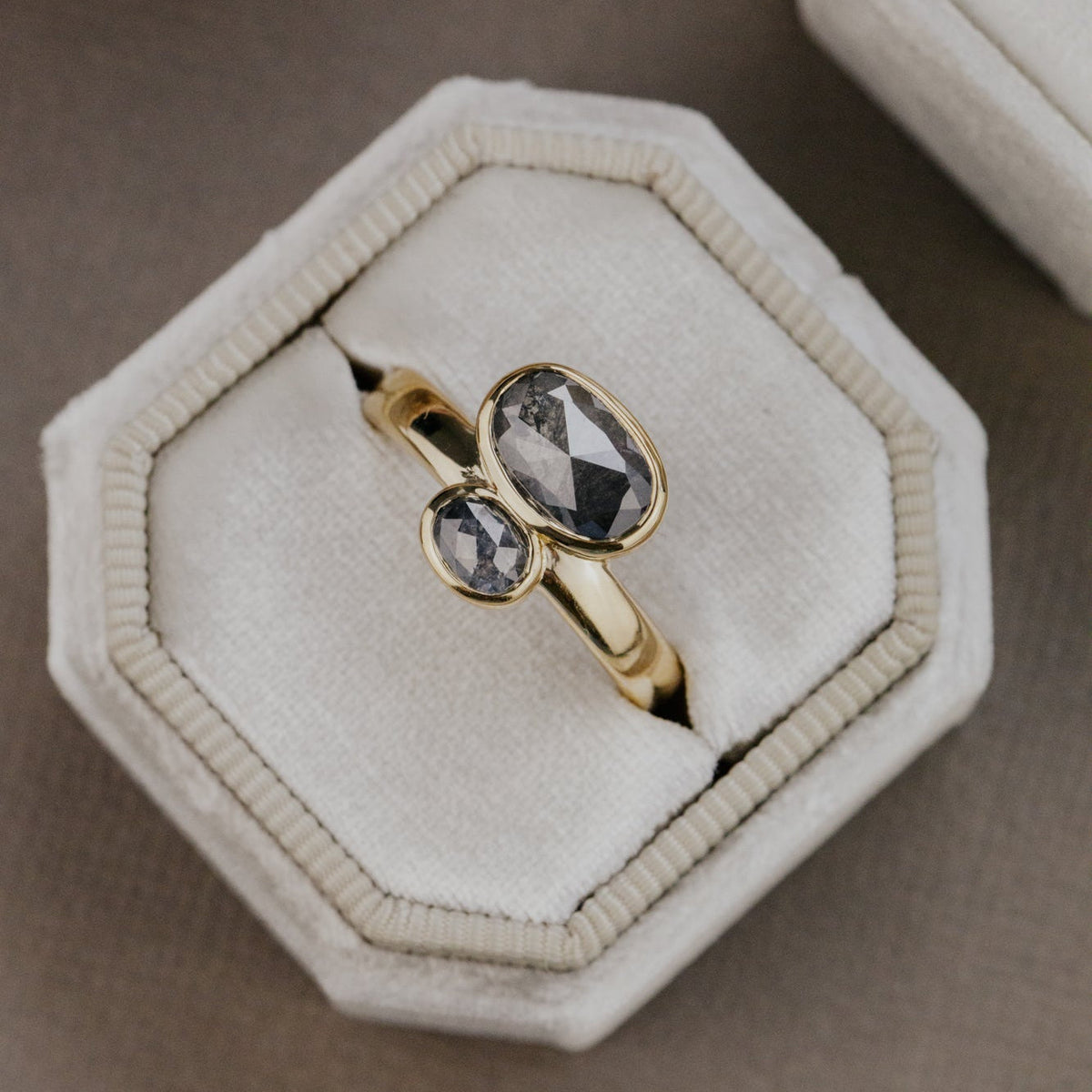 The Reese Oval and Oval Rustic Diamond Ring