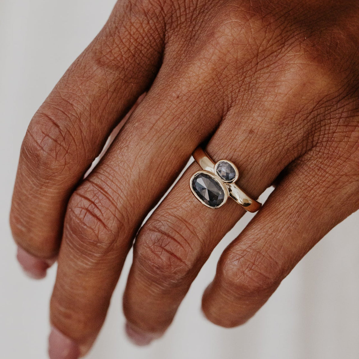 The Reese Oval and Oval Rustic Diamond Ring