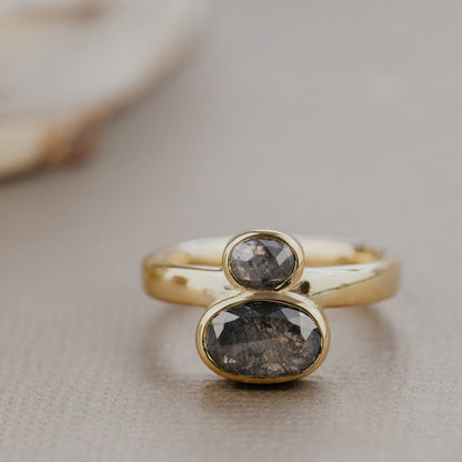 The Reese Oval and Oval Rustic Diamond Ring