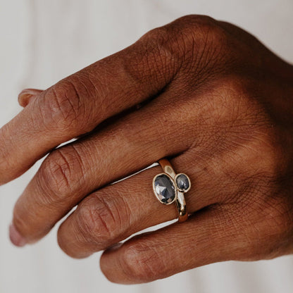The Reese Oval and Oval Rustic Diamond Ring