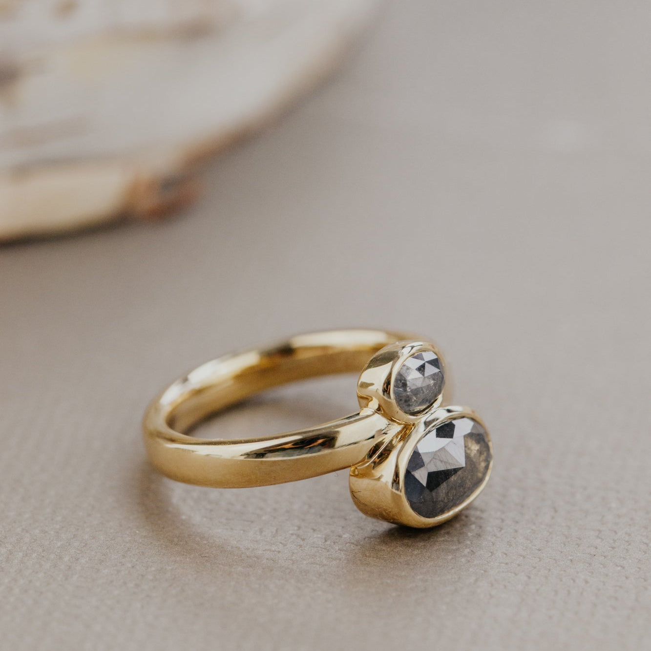 The Reese Oval and Oval Rustic Diamond Ring