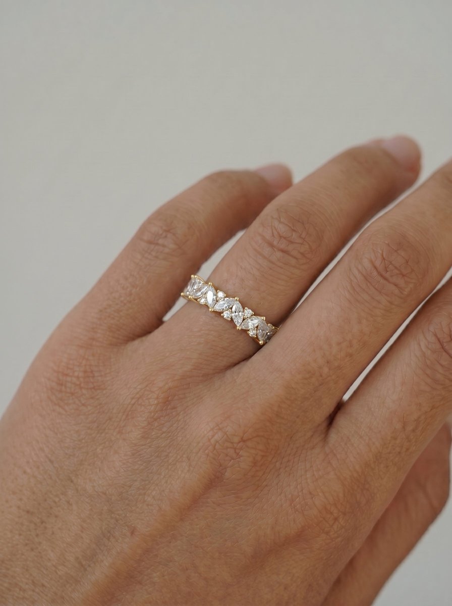 Regina Lab Grown Marquise Diamond Wedding Ring - Yellow Gold