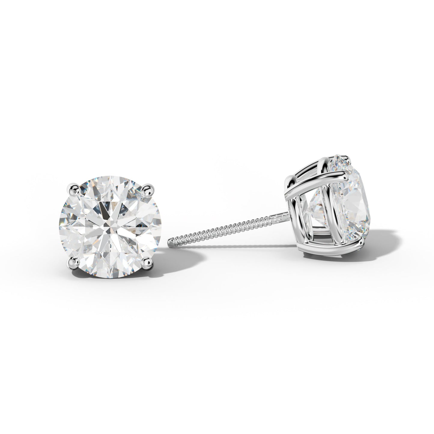 Round Diamond Stud Earrings With Classic Four Prongs