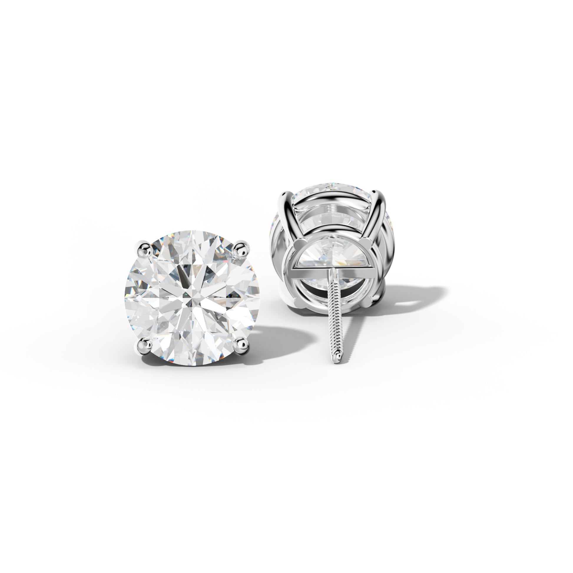 Round Diamond Stud Earrings With Classic Prongs - 1/2 - 14K Yellow Gold