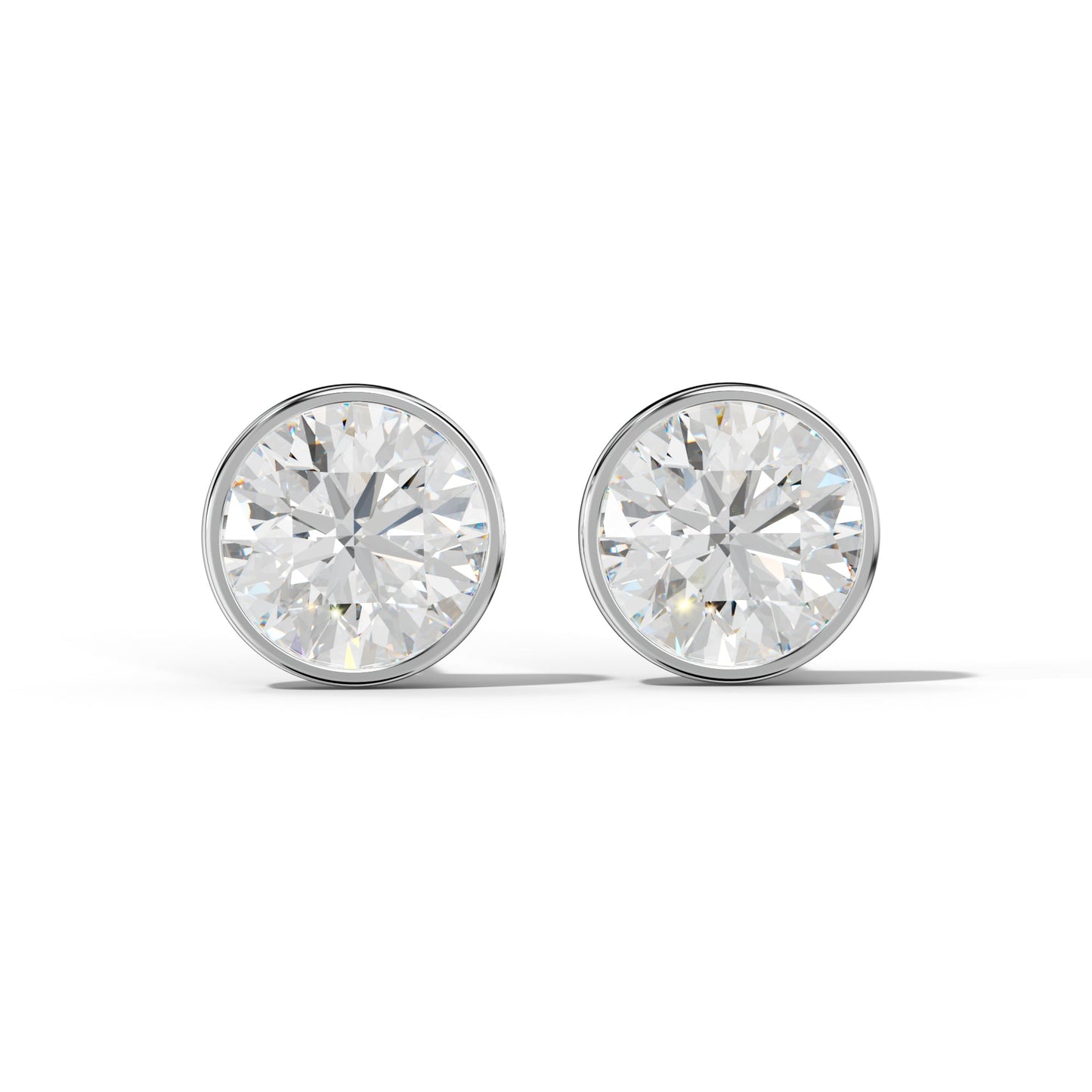 Round Diamond Stud Earrings With Martini Bezel Set - 1/2 - 18K White Gold