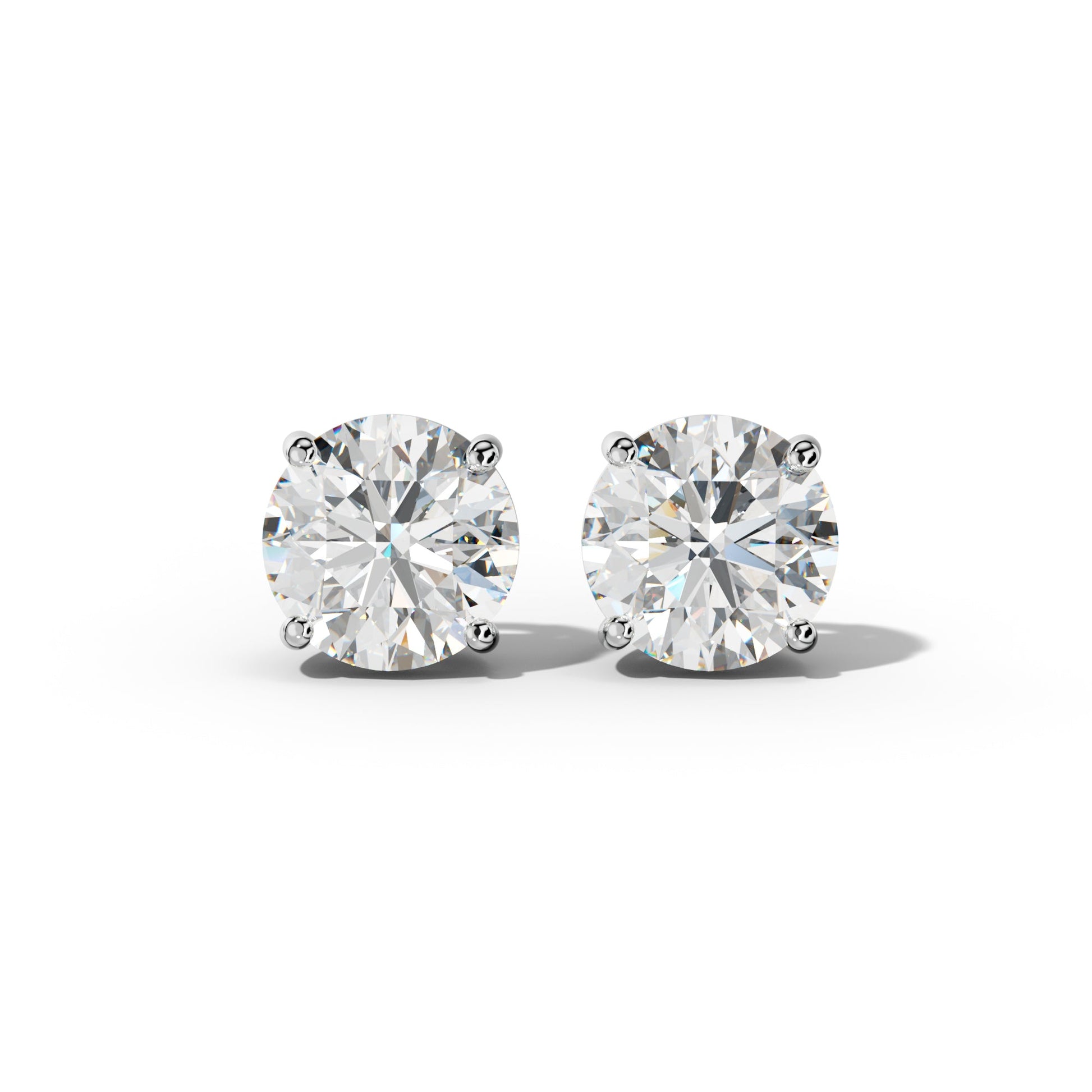 Round Diamond Stud Earrings With Classic Prongs - 1/2 - 18K Yellow Gold