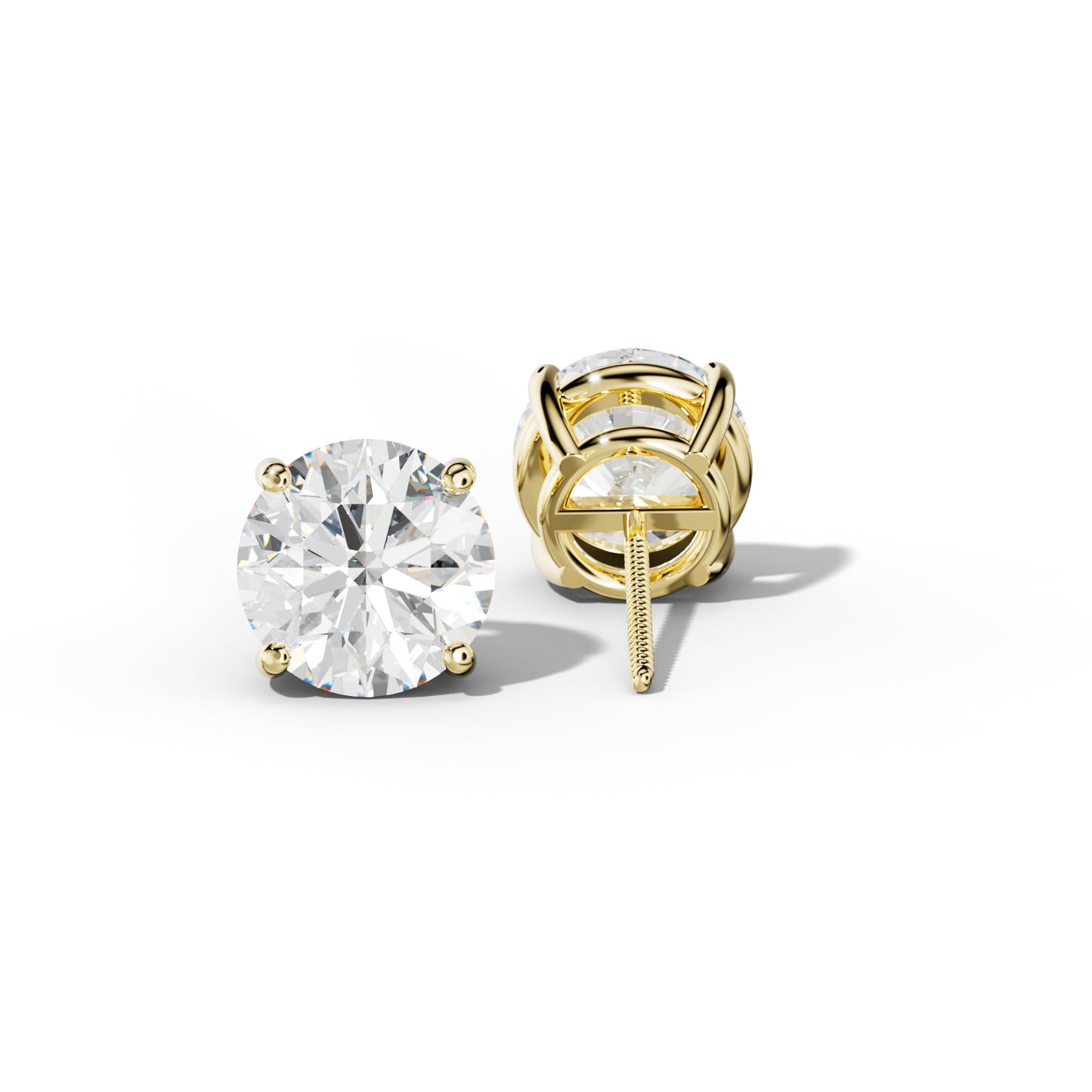 Round Diamond Stud Earrings With Classic Four Prongs - 1/2 - 18K Rose Gold