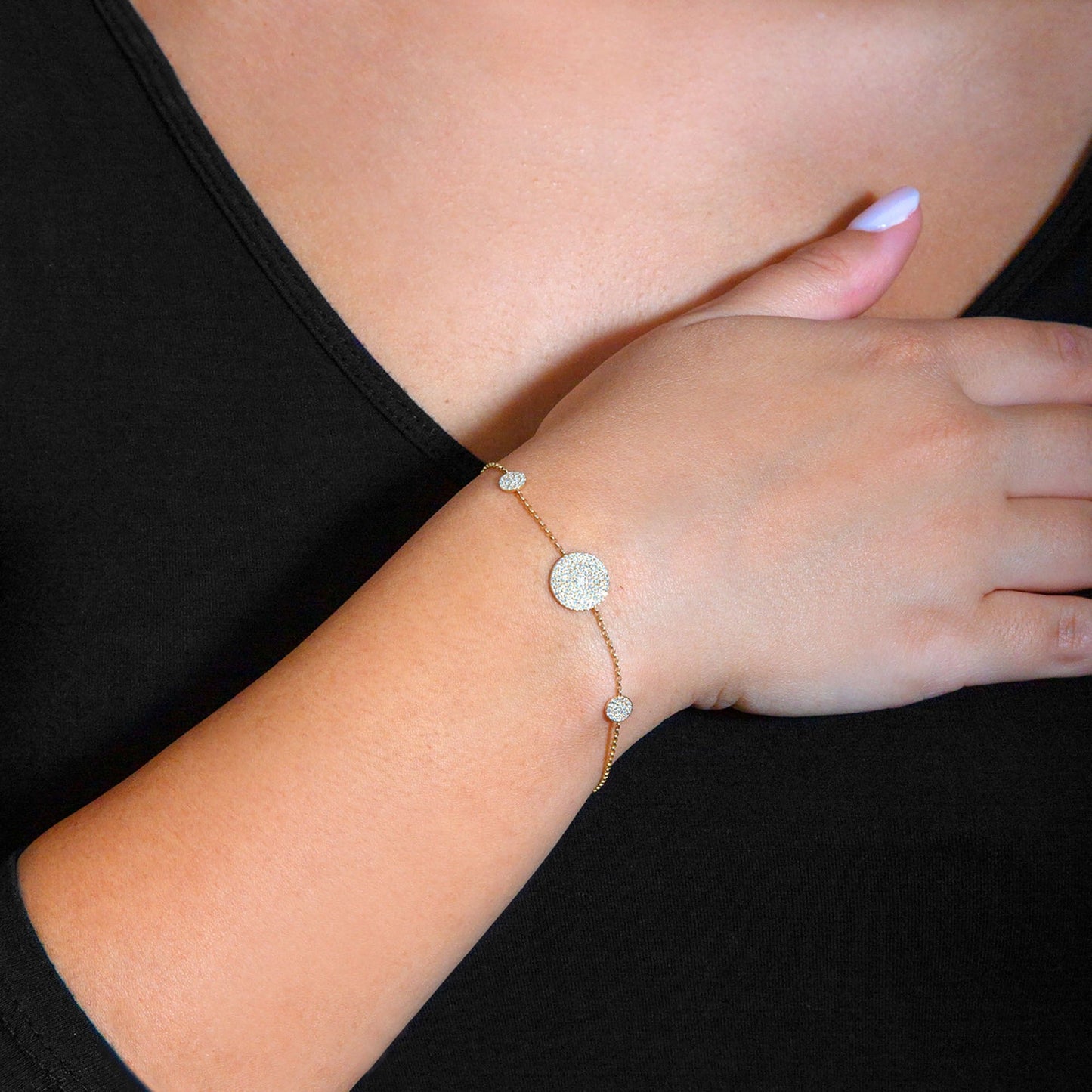 Pave Set 0.20 ctw Diamond Chain Bracelet - 14K Yellow Gold
