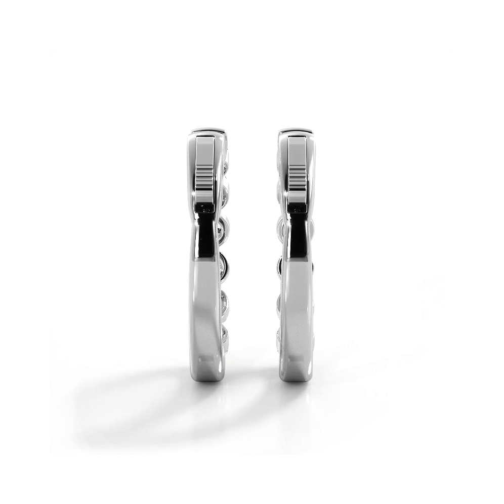 1.0 ctw. Floating Diamond Elegant Oval Hoop Earrings - 14K White Gold - F-G Color VS1-VS2 Clarity