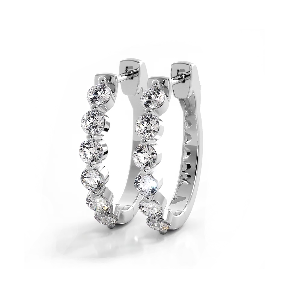 1.0 ctw. Floating Diamond Elegant Oval Hoop Earrings