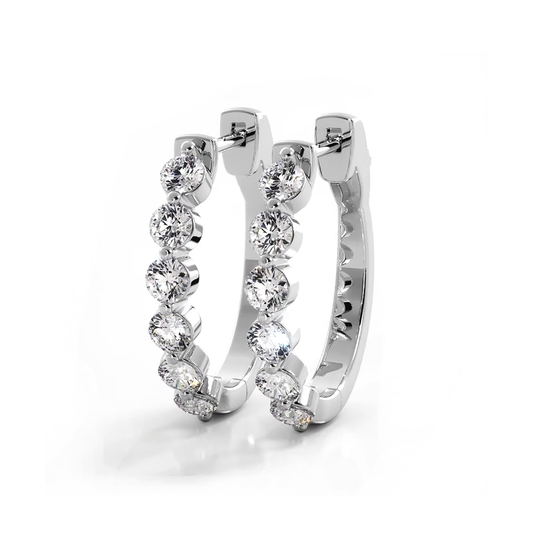 1.0 ctw. Floating Diamond Elegant Oval Hoop Earrings