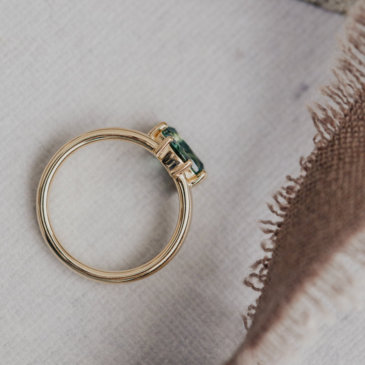 The Reese Long Cushion Teal Montana Sapphire Ring