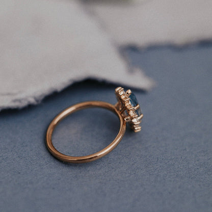 The Nova Marquise Blue Grey Montana Sapphire Ring