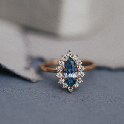 The Nova Marquise Blue Grey Montana Sapphire Ring