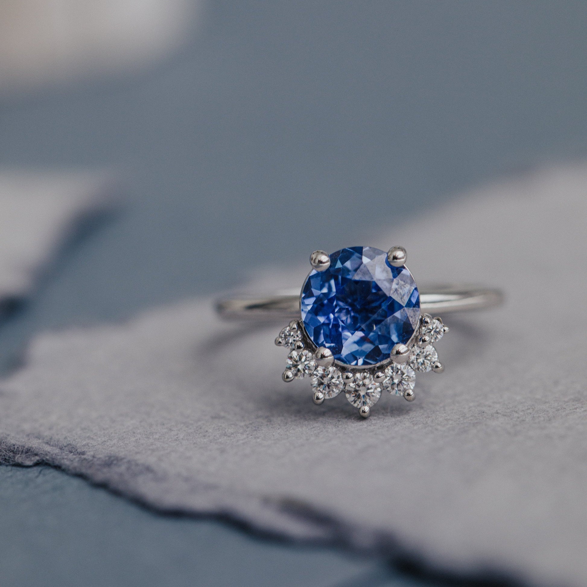 The Dillon Round Blue Sapphire Ring