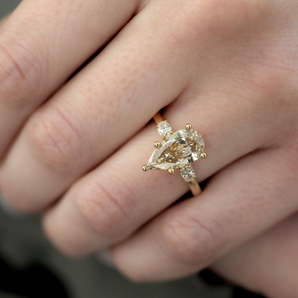 The Ruth Champagne Pear Diamond Ring
