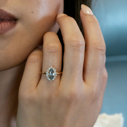 The Nova Marquise Blue Grey Montana Sapphire Ring