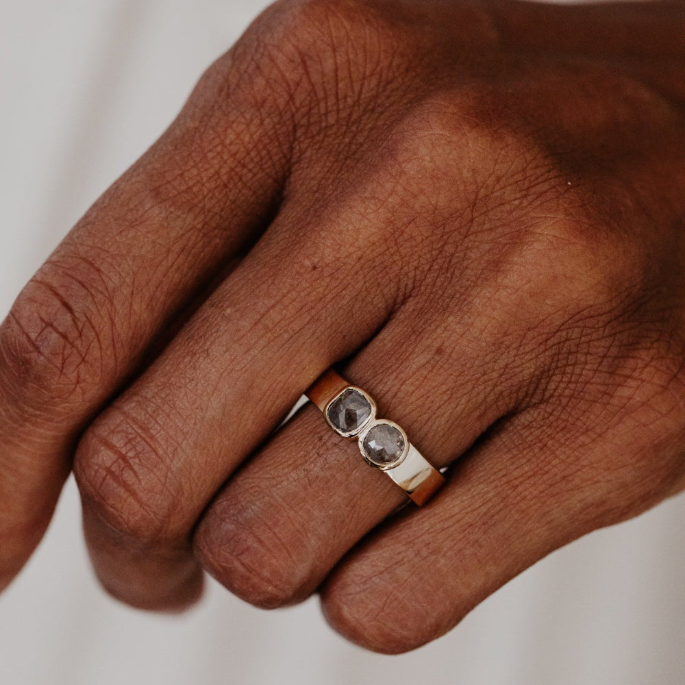 The Madison Round and Cushion Rustic Diamond Ring