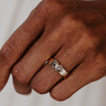 The Madison Round and Cushion Rustic Diamond Ring