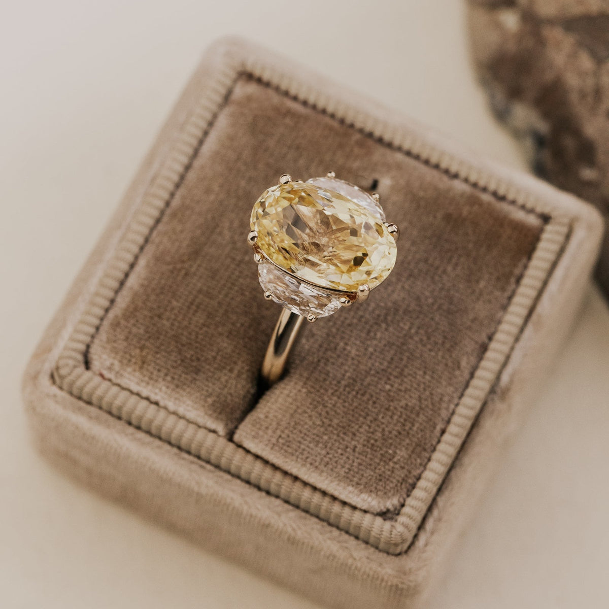 The Thalia Elongated Oval Yellow Sri Lanka Sapphire Ring
