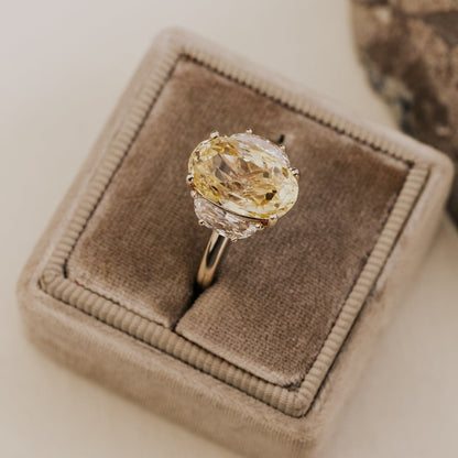 The Thalia Elongated Oval Yellow Sri Lanka Sapphire Ring