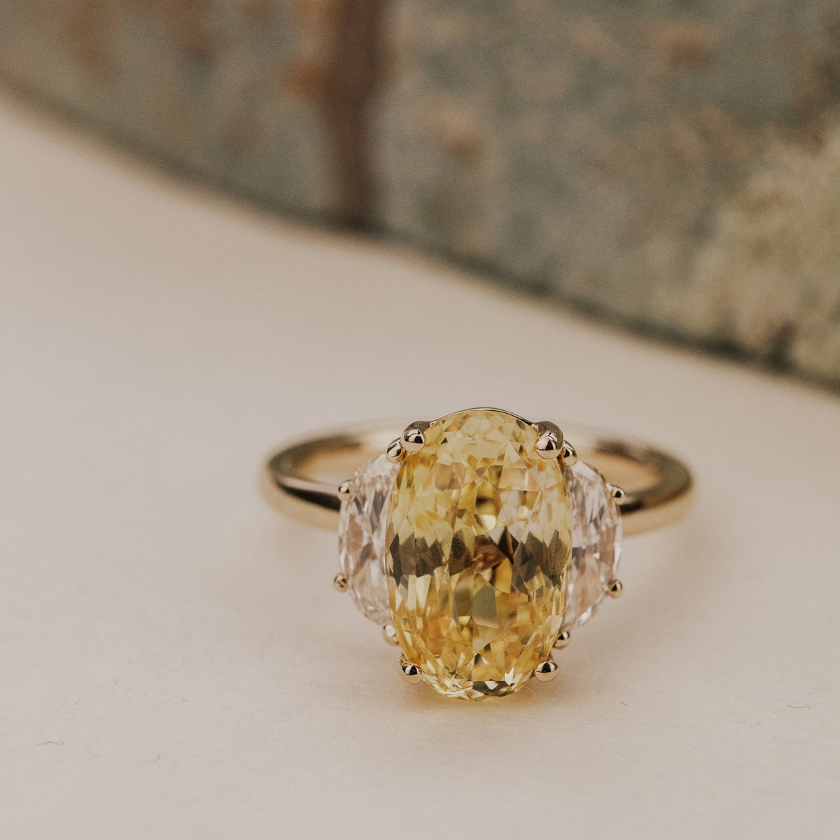 The Thalia Elongated Oval Yellow Sri Lanka Sapphire Ring