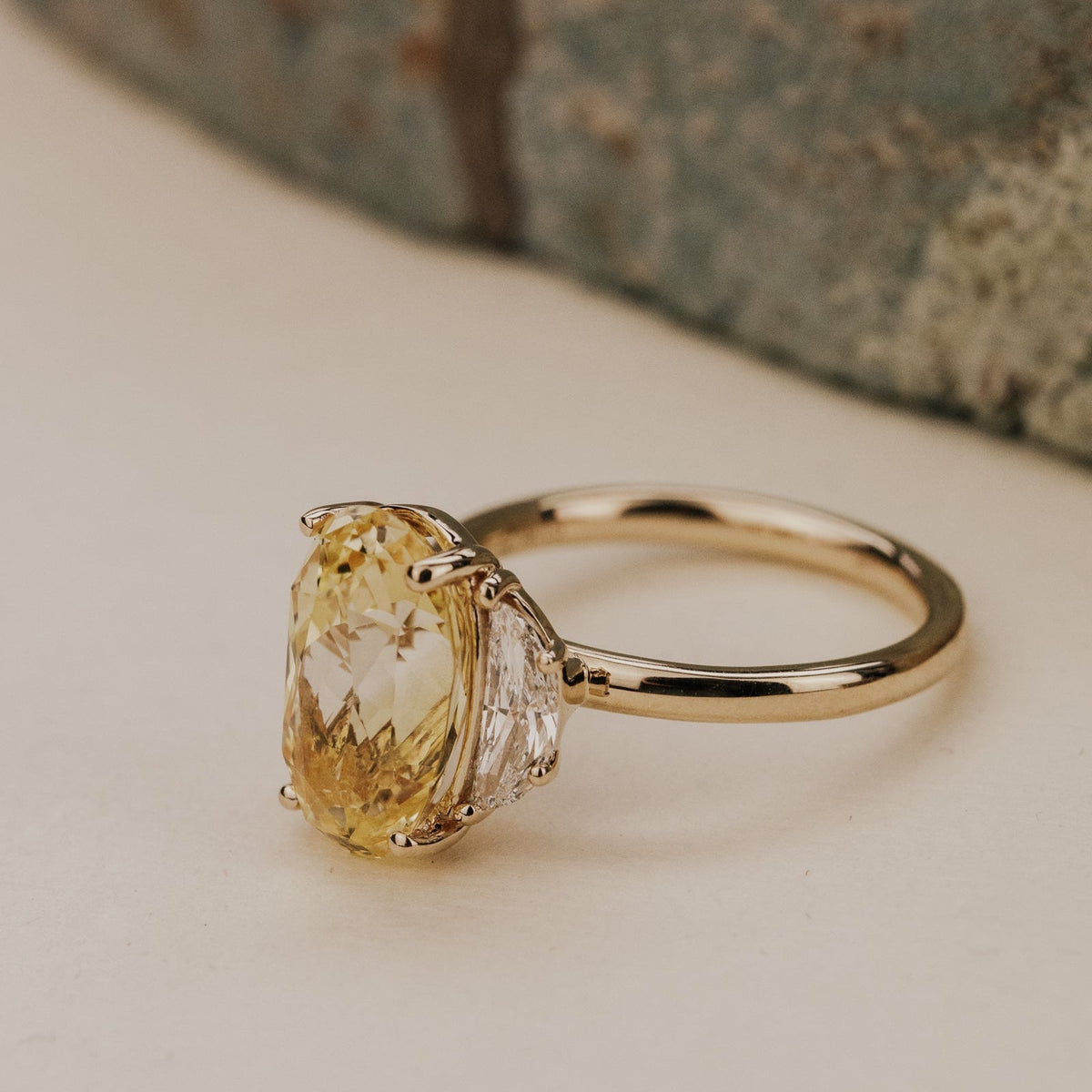 The Thalia Elongated Oval Yellow Sri Lanka Sapphire Ring