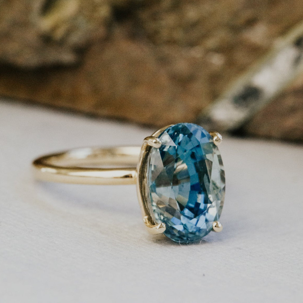 The Maeve Oval Teal Sapphire Solitaire