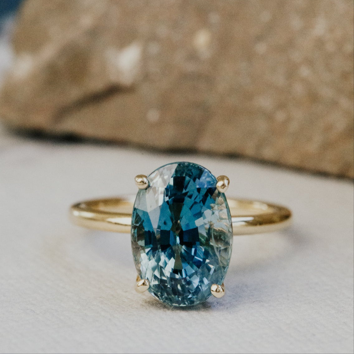 The Maeve Oval Teal Sapphire Solitaire
