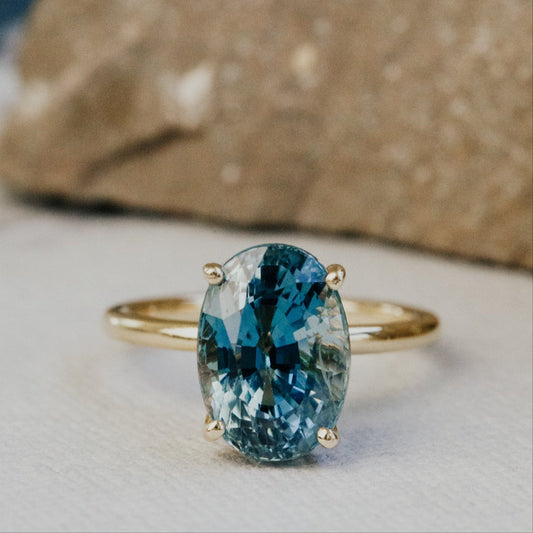The Maeve Oval Teal Sapphire Solitaire
