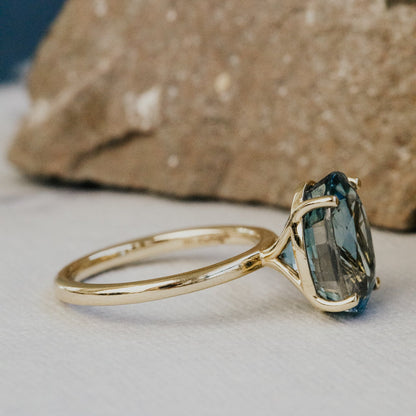The Maeve Oval Teal Sapphire Solitaire