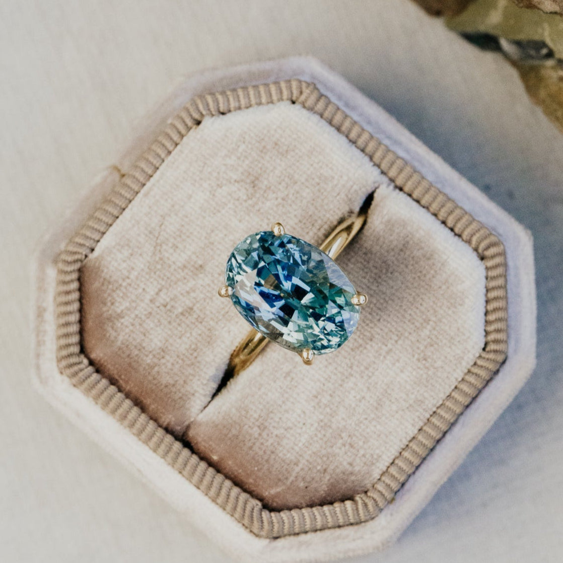 The Maeve Oval Teal Sapphire Solitaire