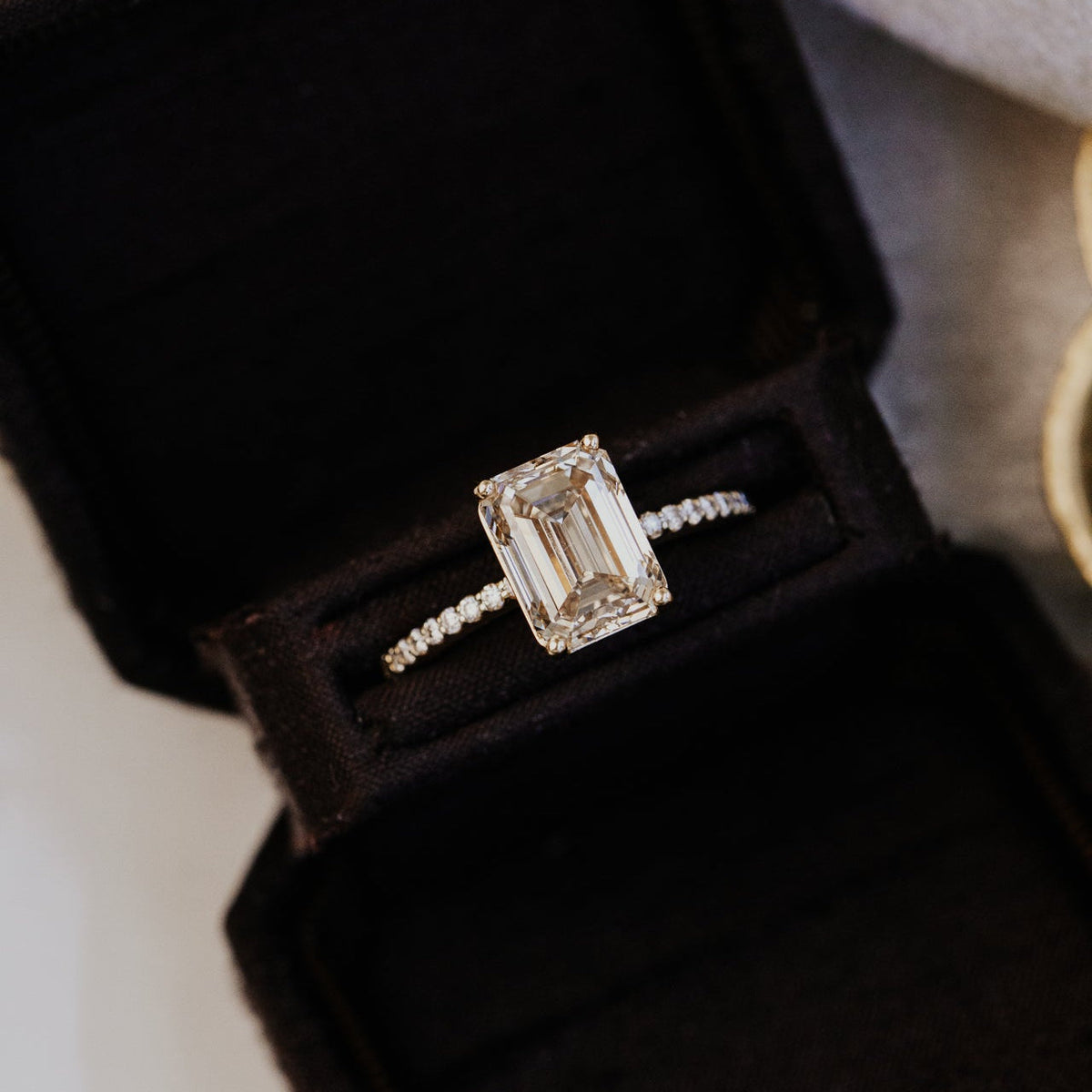 The Jenna Emerald Cut Champagne Diamond Ring