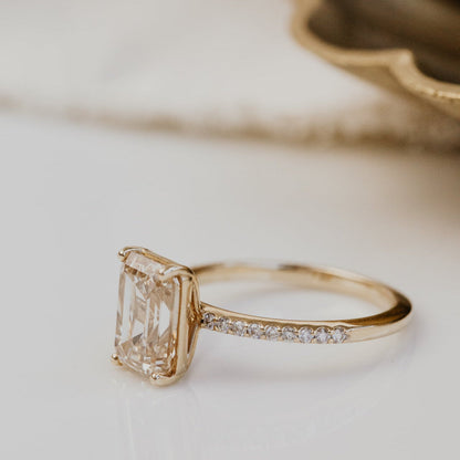 The Jenna Emerald Cut Champagne Diamond Ring