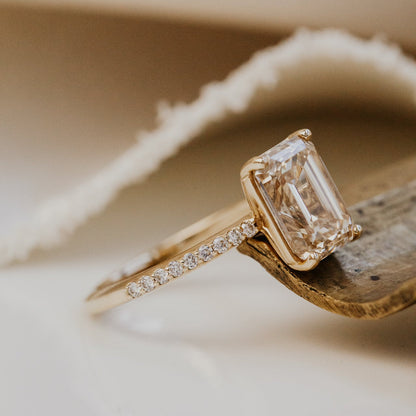 The Jenna Emerald Cut Champagne Diamond Ring