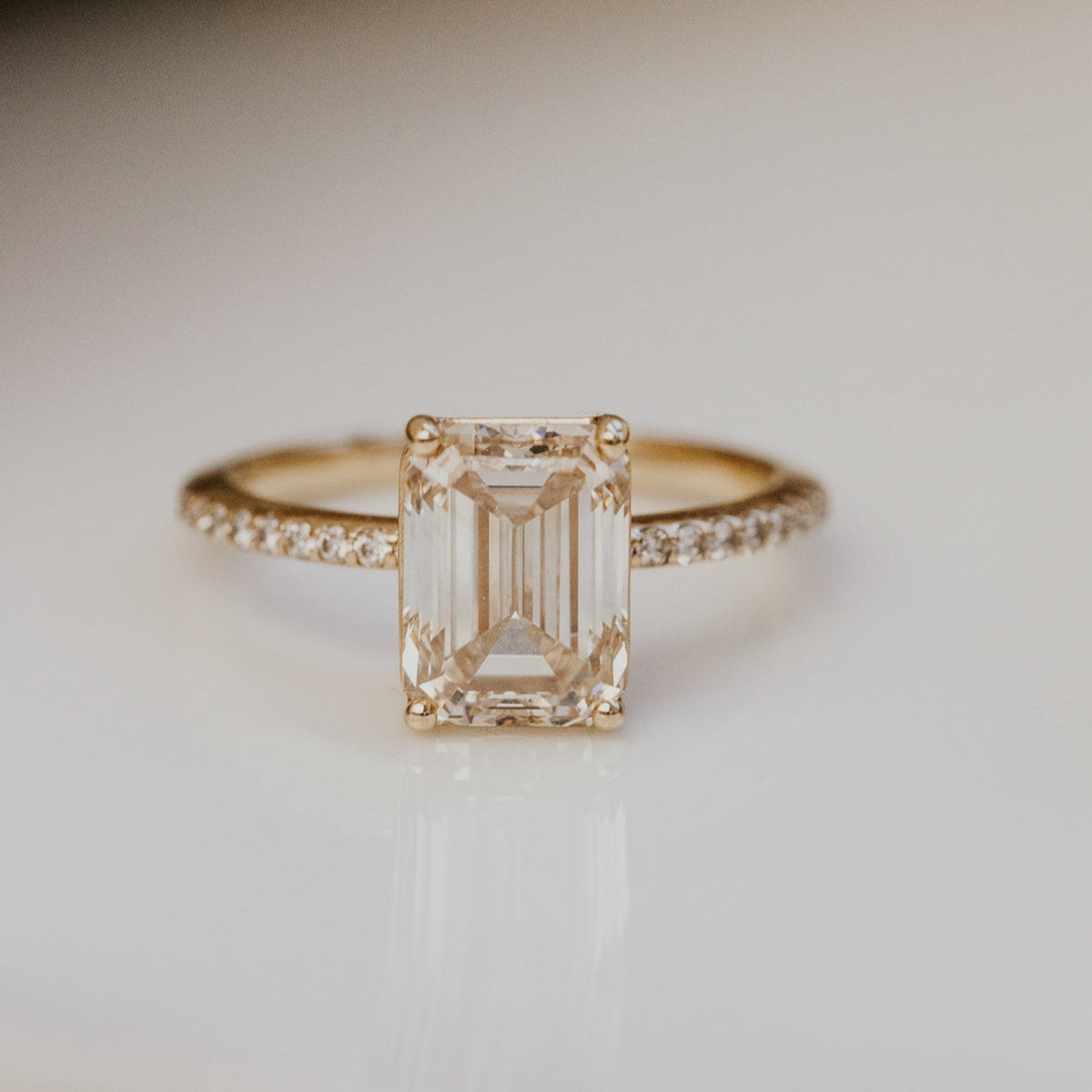 The Jenna Emerald Cut Champagne Diamond Ring