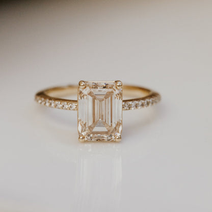 The Jenna Emerald Cut Champagne Diamond Ring