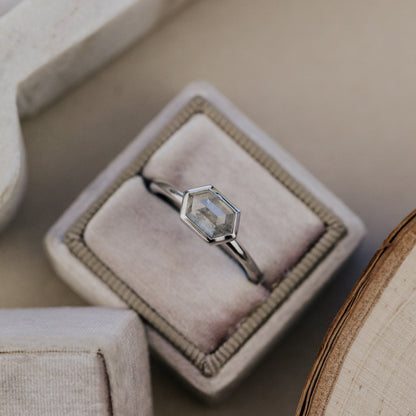 The Bennett Hexagon Rustic Bezel Solitaire