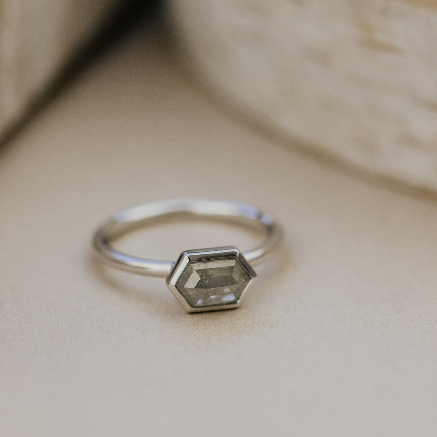 The Bennett Hexagon Rustic Bezel Solitaire