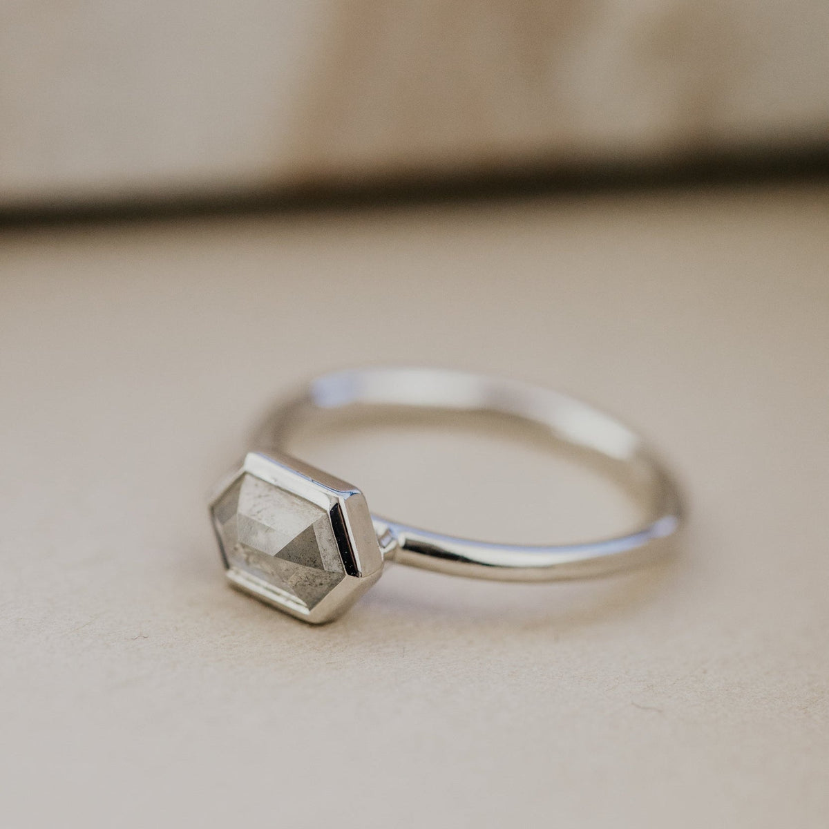 The Bennett Hexagon Rustic Bezel Solitaire