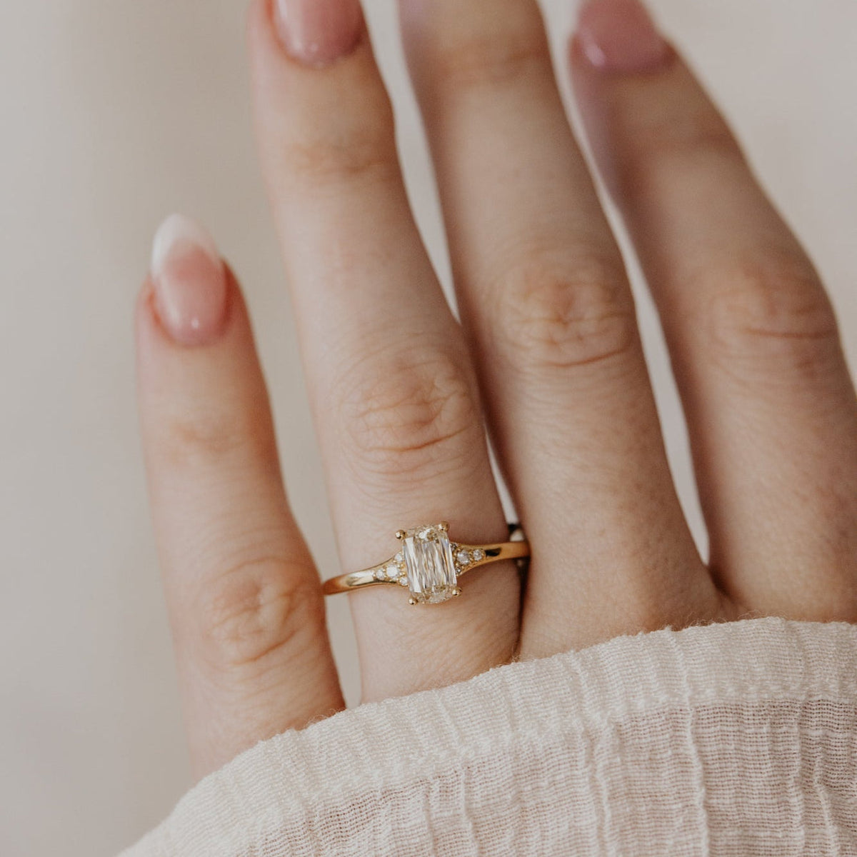The Angie Elongated Cushion Champagne Diamond Ring
