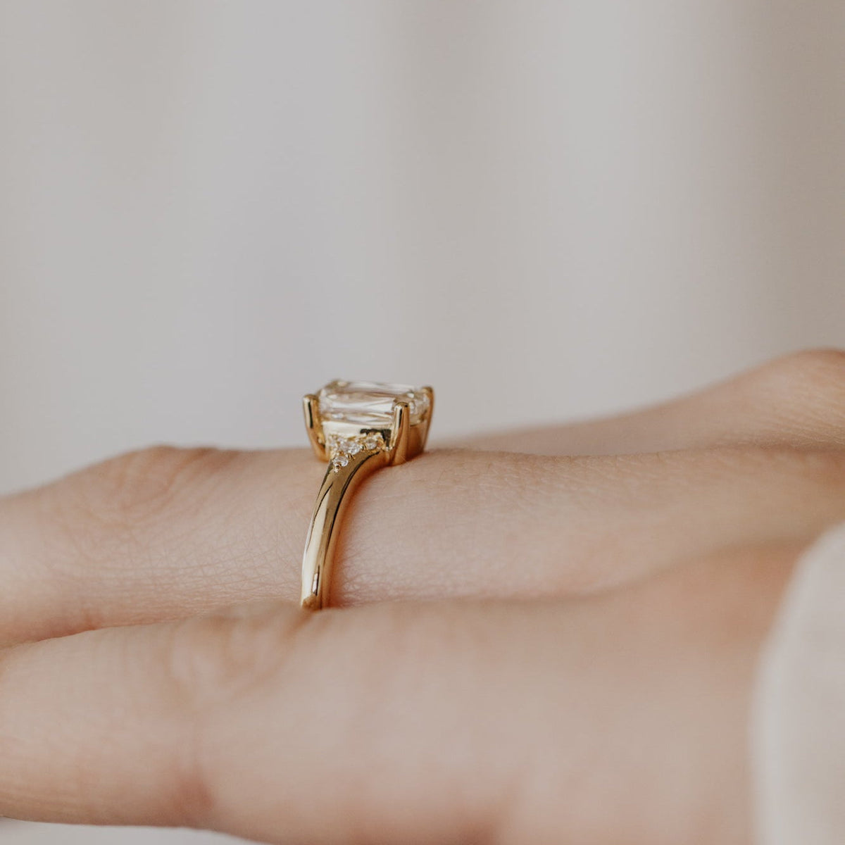The Angie Elongated Cushion Champagne Diamond Ring