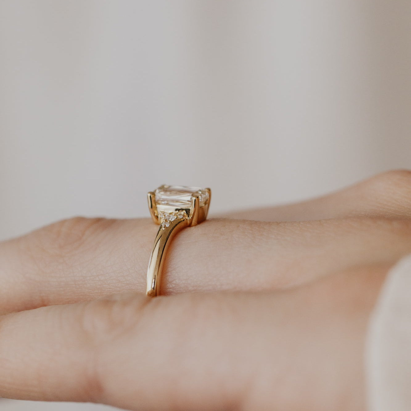 The Angie Elongated Cushion Champagne Diamond Ring
