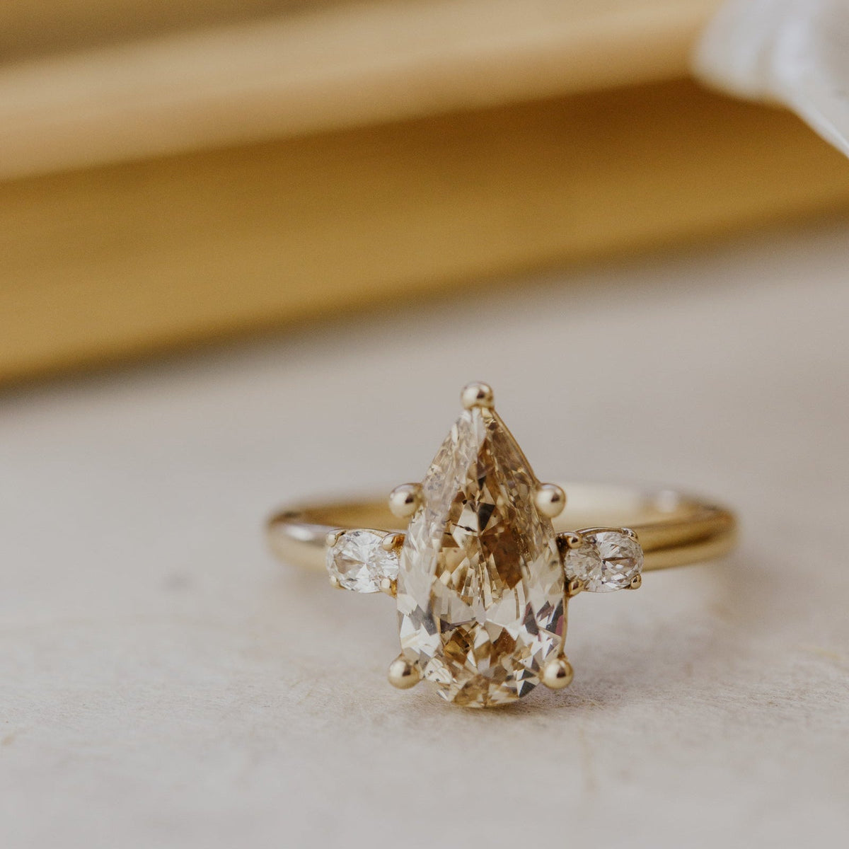 The Ruth Champagne Pear Diamond Ring